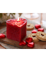 Big Dipper Heart Pillar Candle – 100% Pure Beeswax – Red – 3"x3"