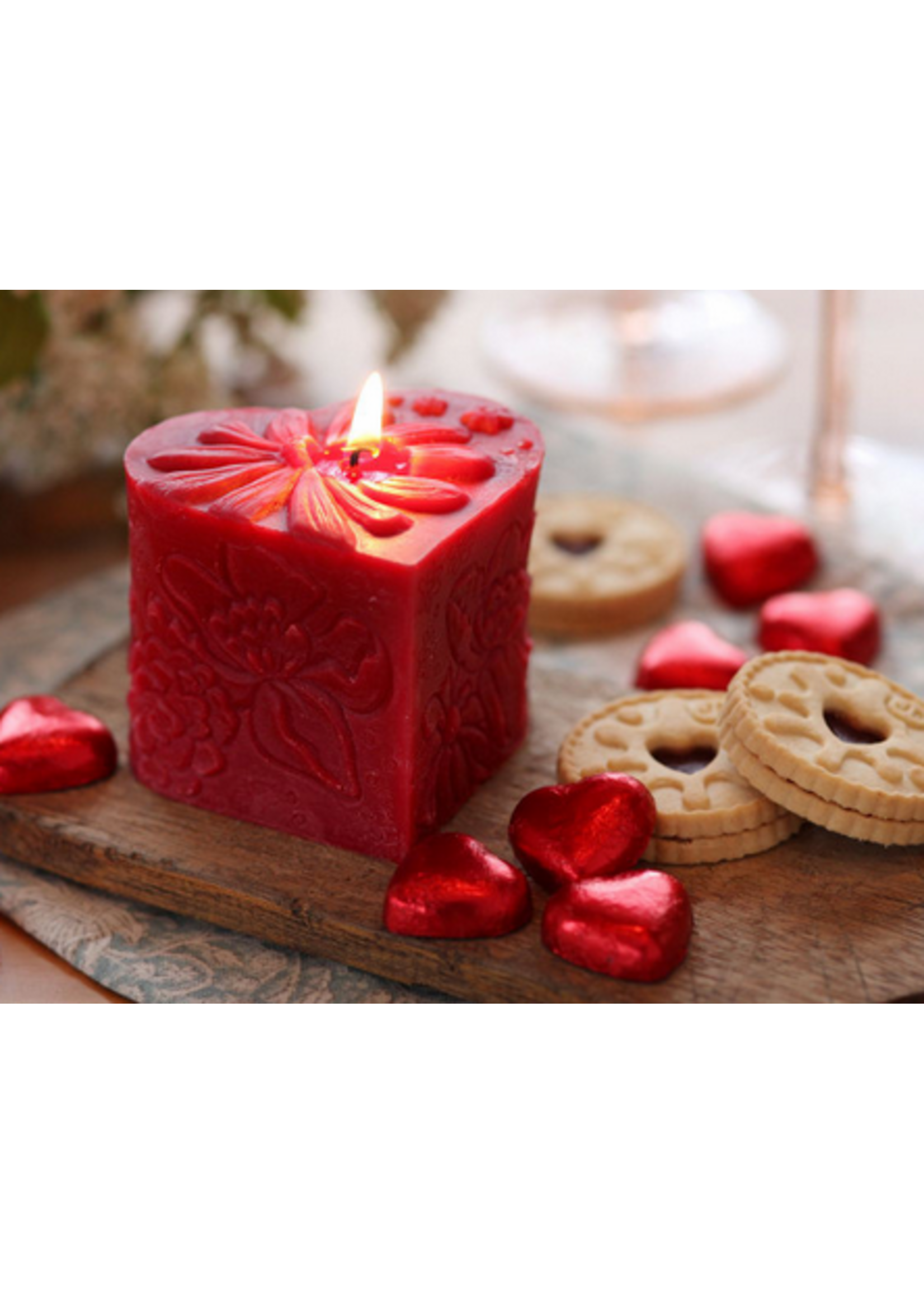 Big Dipper Heart Pillar Candle – 100% Pure Beeswax – Red – 3"x3"