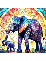 Puzzle Stained Glass Zoo Elephant 1000 pc