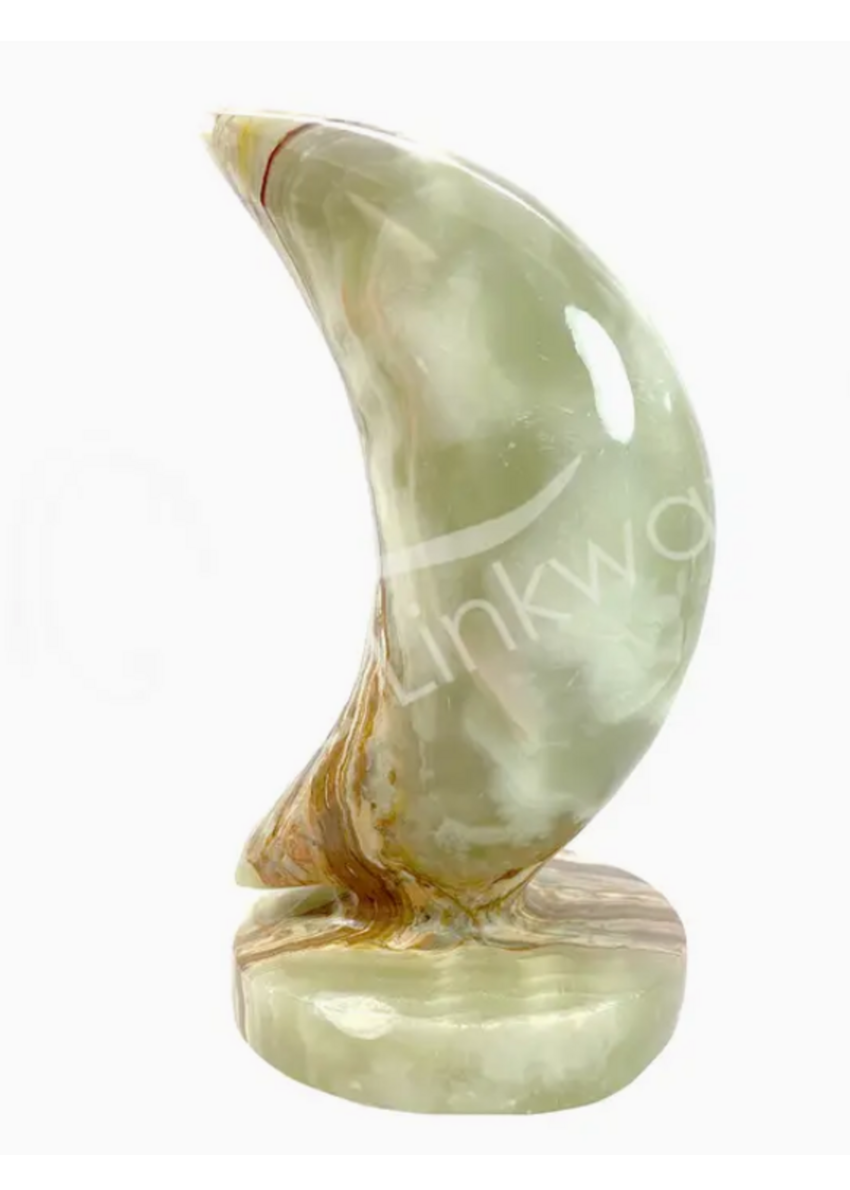 Onyx Crescent  Moon Green on Stand 6"