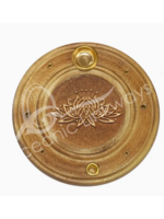 Incense Holder Wood Round Lotus