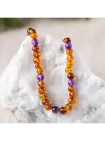 Necklace Amethyst & Cognac Amber 21"