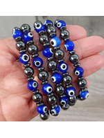 8mm Evil Eye & Hematite Bracelet