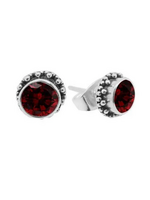 Acomo Luna S/S Garnet Earring Beaded Frame