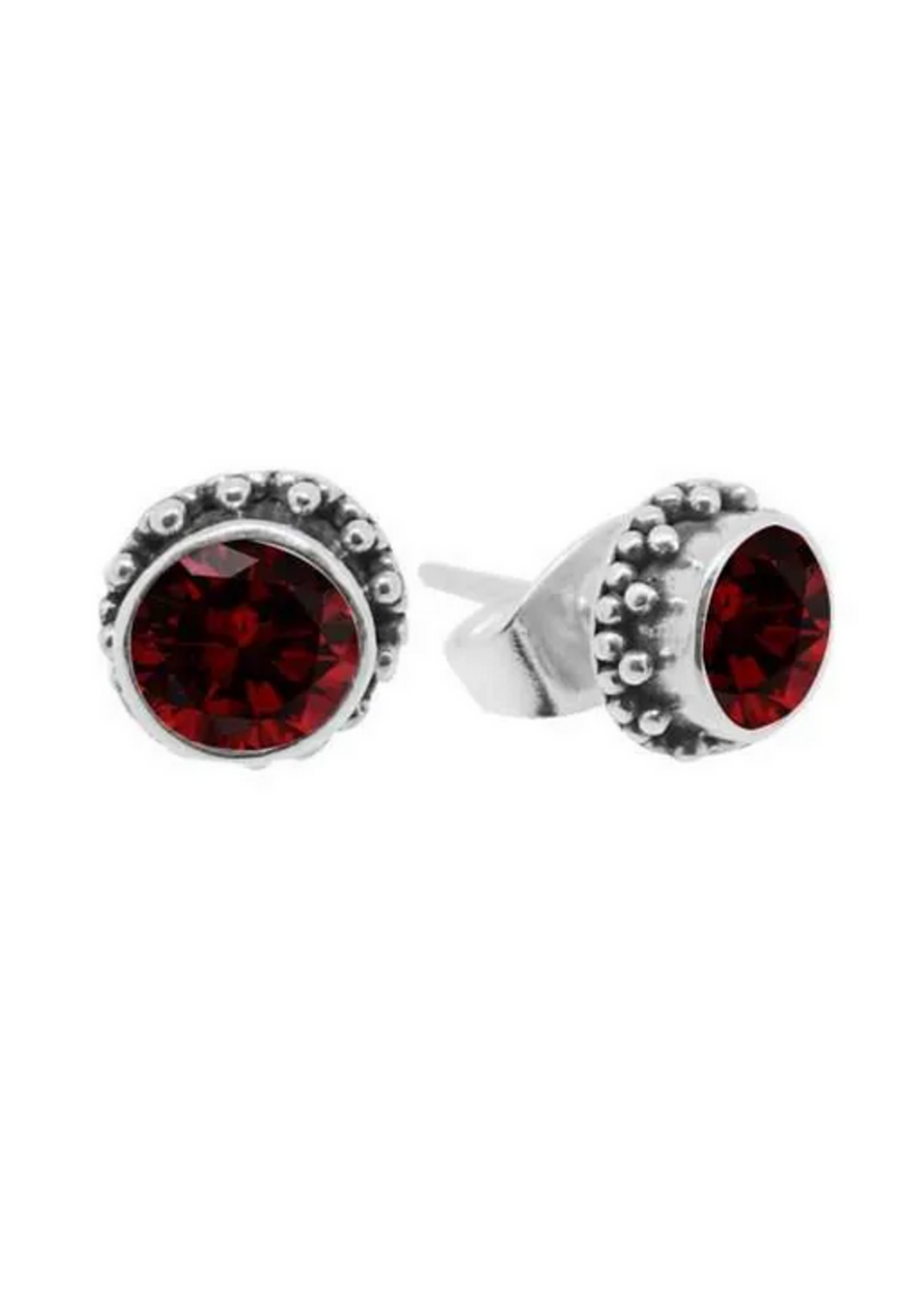 Acomo Luna S/S Garnet Earring Beaded Frame