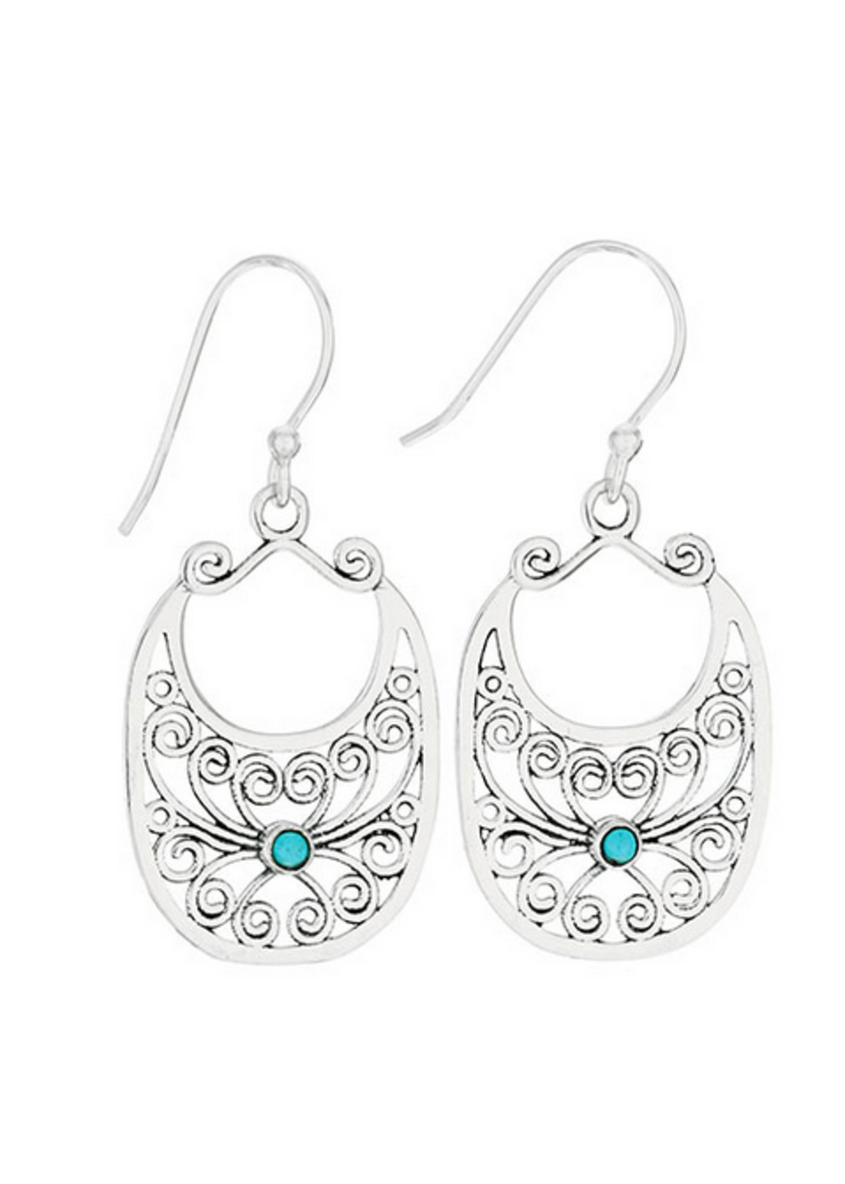 Earring Filigree Paddle w/Turquoise