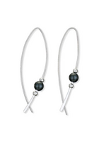 Earring Hematite Bead Modern Hoop