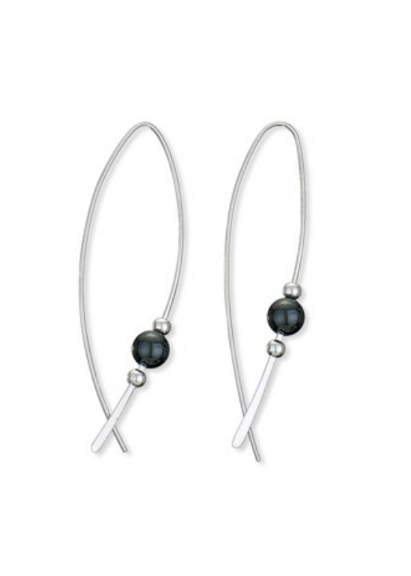 Earring Hematite Bead Modern Hoop