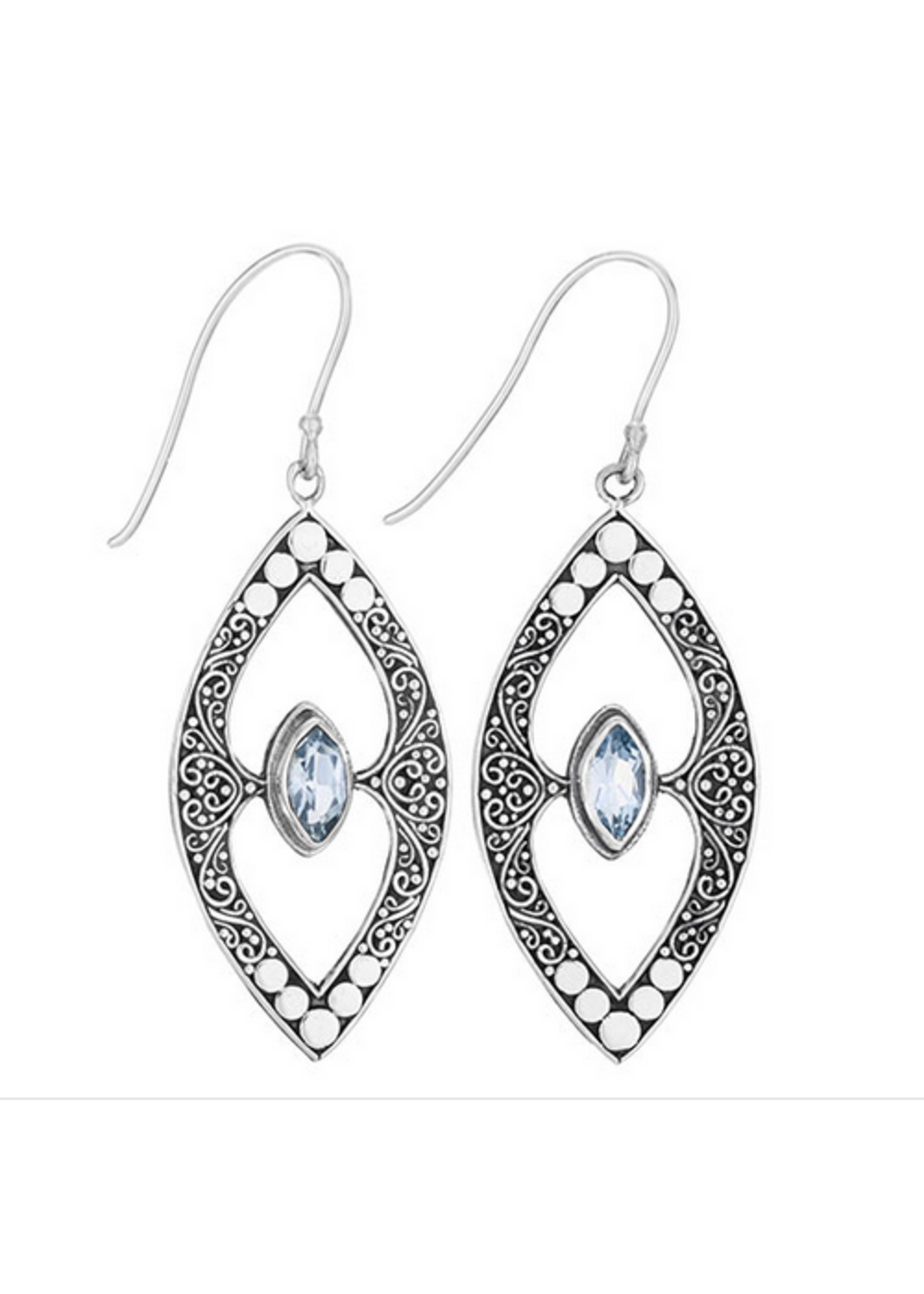 Earring Open Elipse Blue Topaz