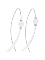 Earring Pink Pearl Bead Modern Hoop