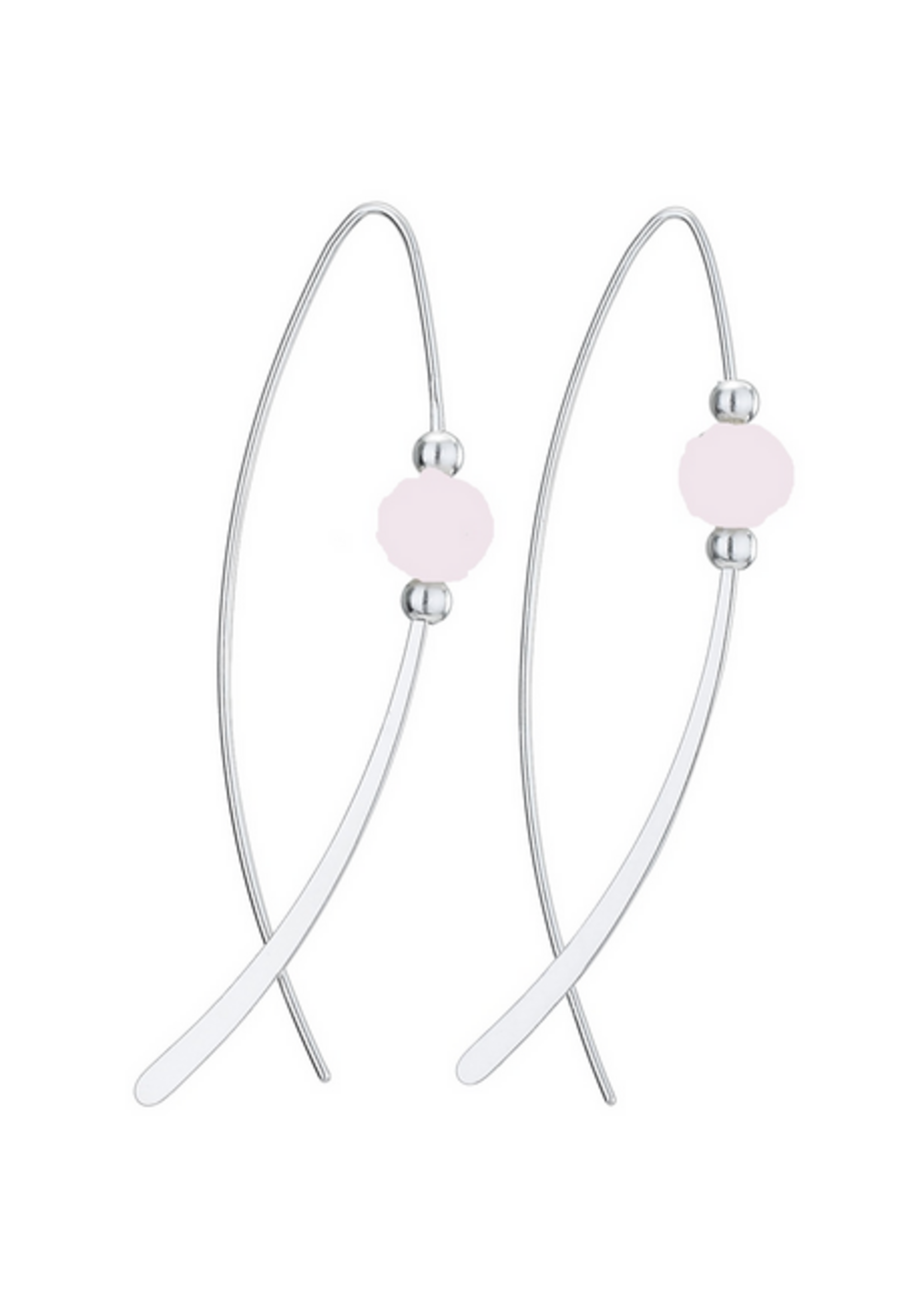 Earring Pink Pearl Bead Modern Hoop