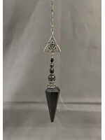 Pendulum Black Tourmaline, Lava & Asrt Beads