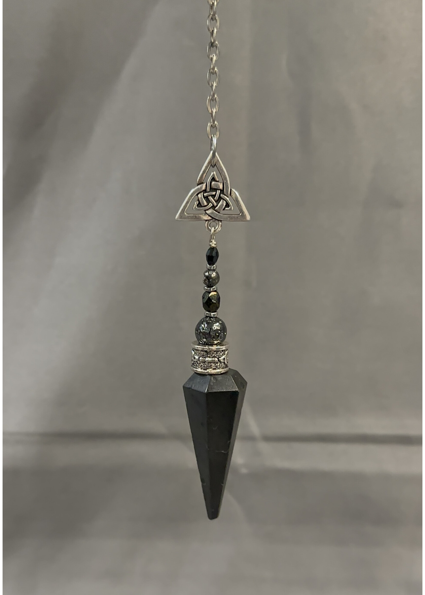 Pendulum Black Tourmaline, Lava & Asrt Beads