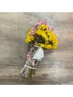 Smudge Wand Andaluca Yellow & Pink Floral with Quartz Crystal 6"