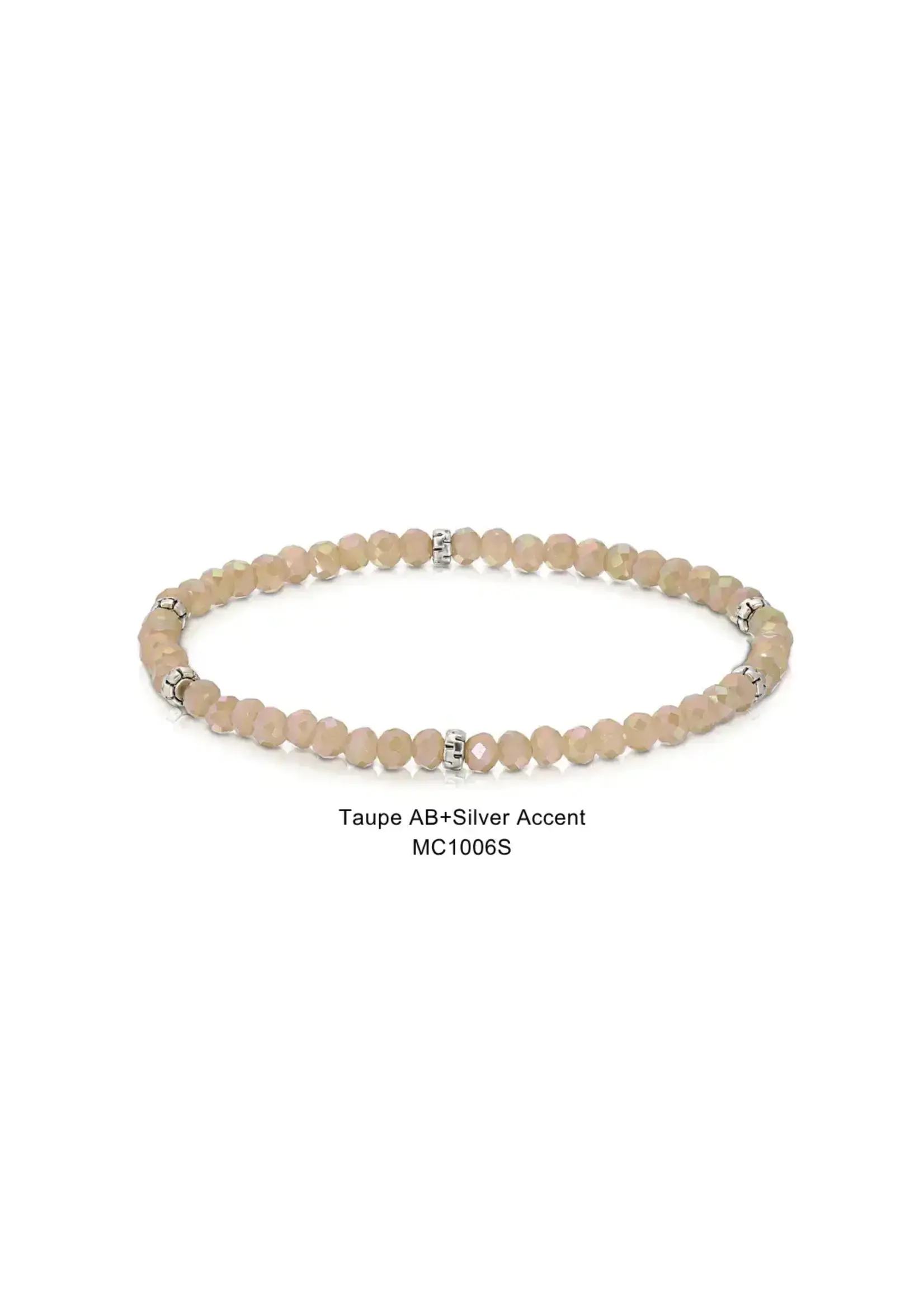 Mini Crystal Bracelet Taupe with Silver Accents