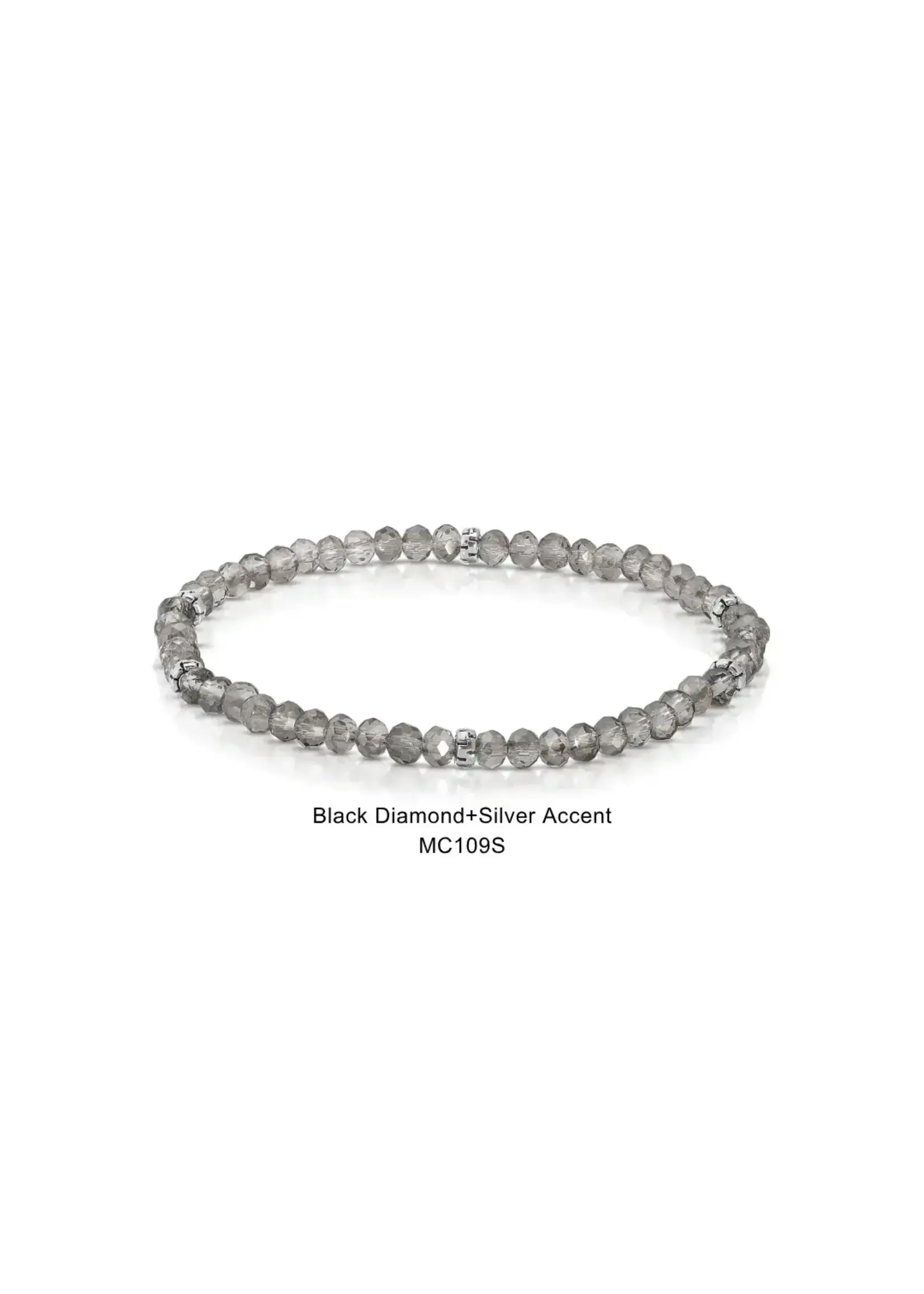 Mini Crystal Bracelet Black Diamond with Silver Accents