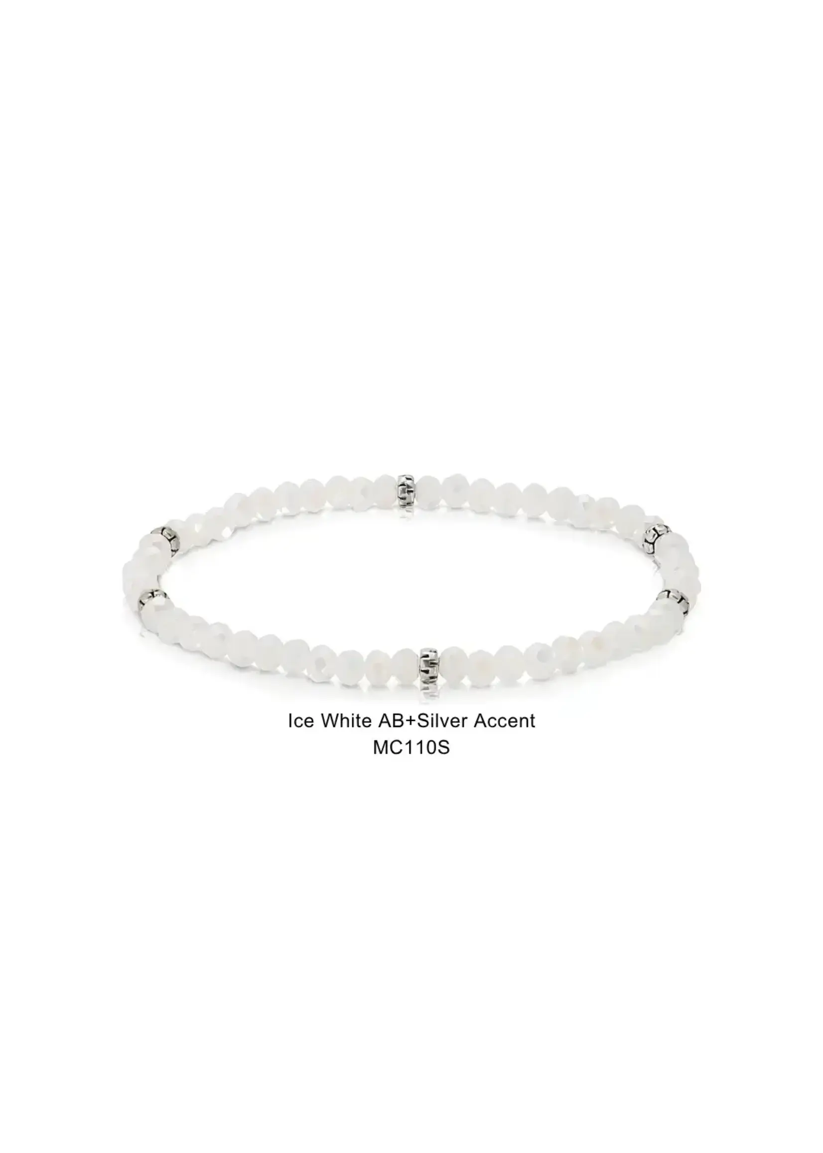 Mini Crystal Bracelet Ice White AB with Silver Accents