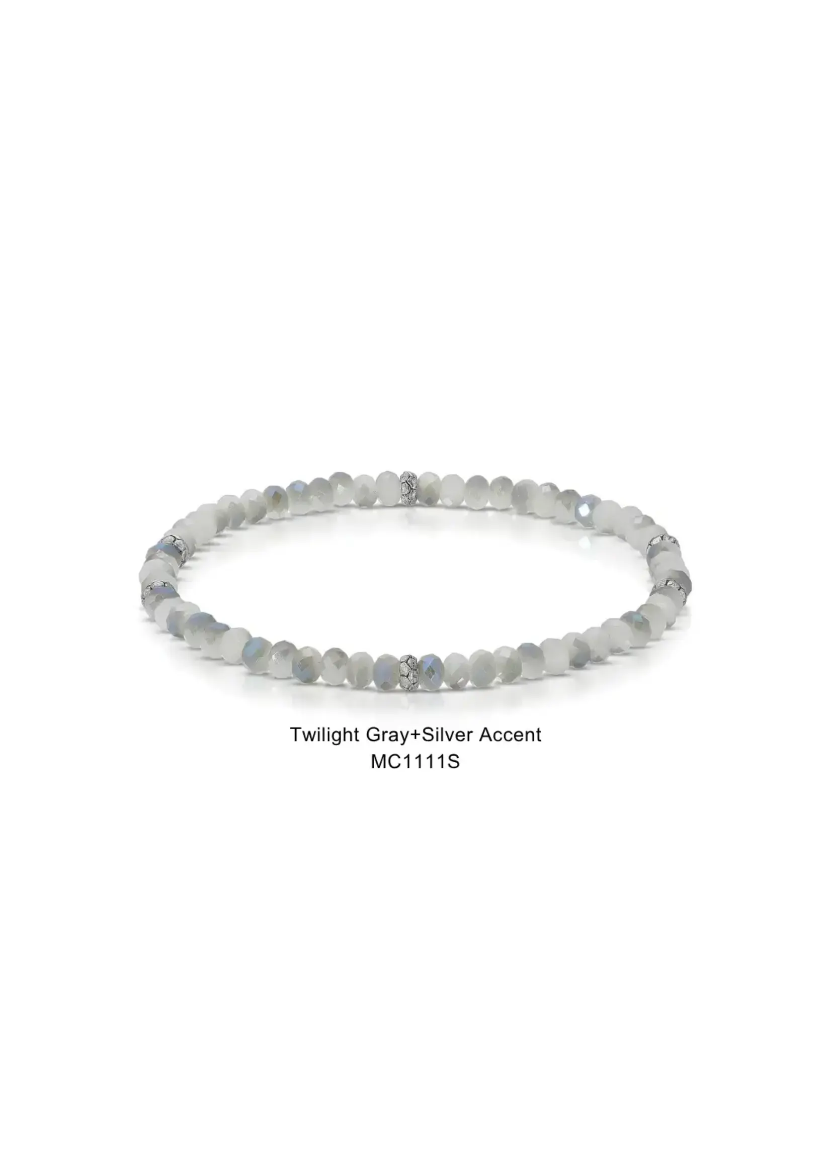 Mini Crystal Bracelet Twilight Gray with Silver Accents