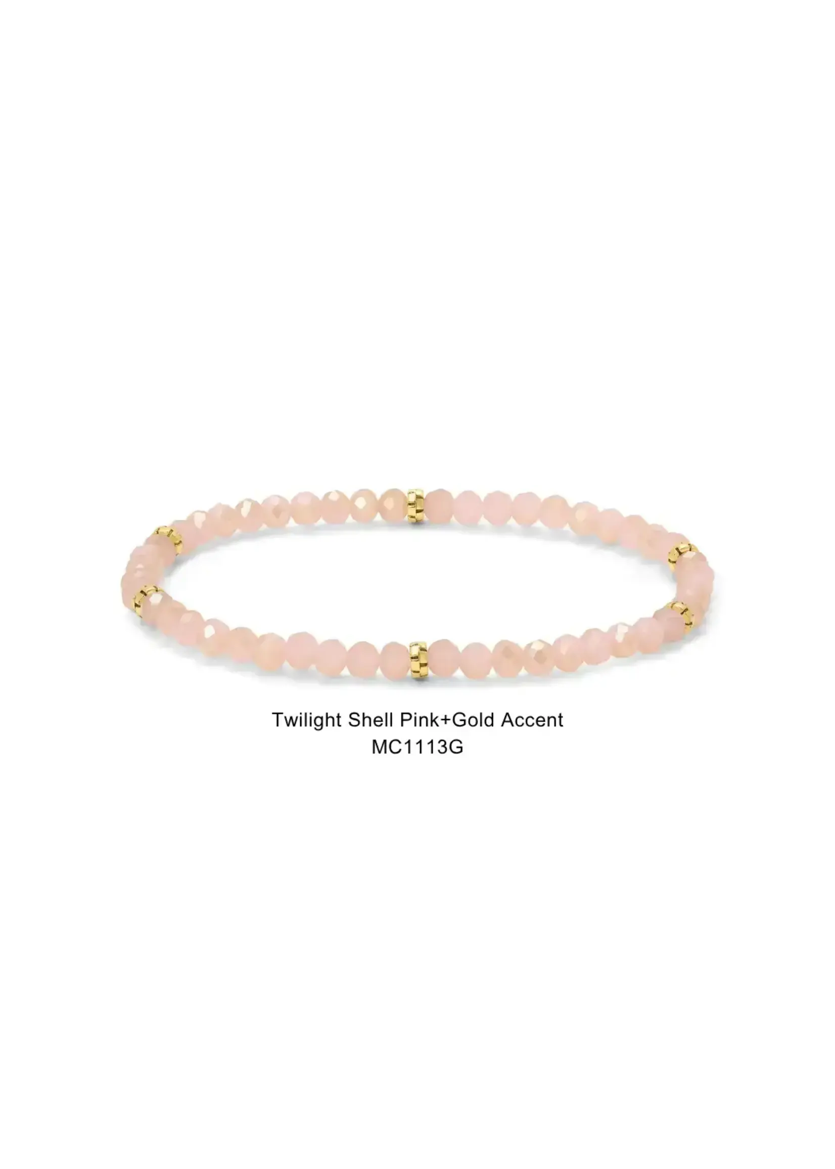 Mini Crystal Bracelet Twilight Shell Pink with Gold Accents