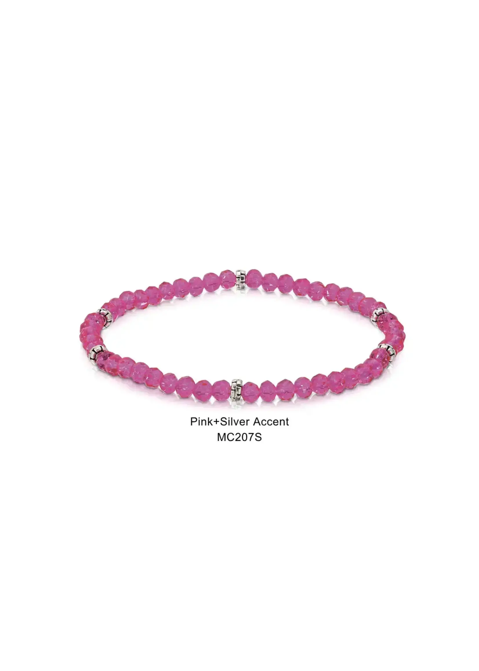 Mini Crystal Bracelet Pink with Silver Accents