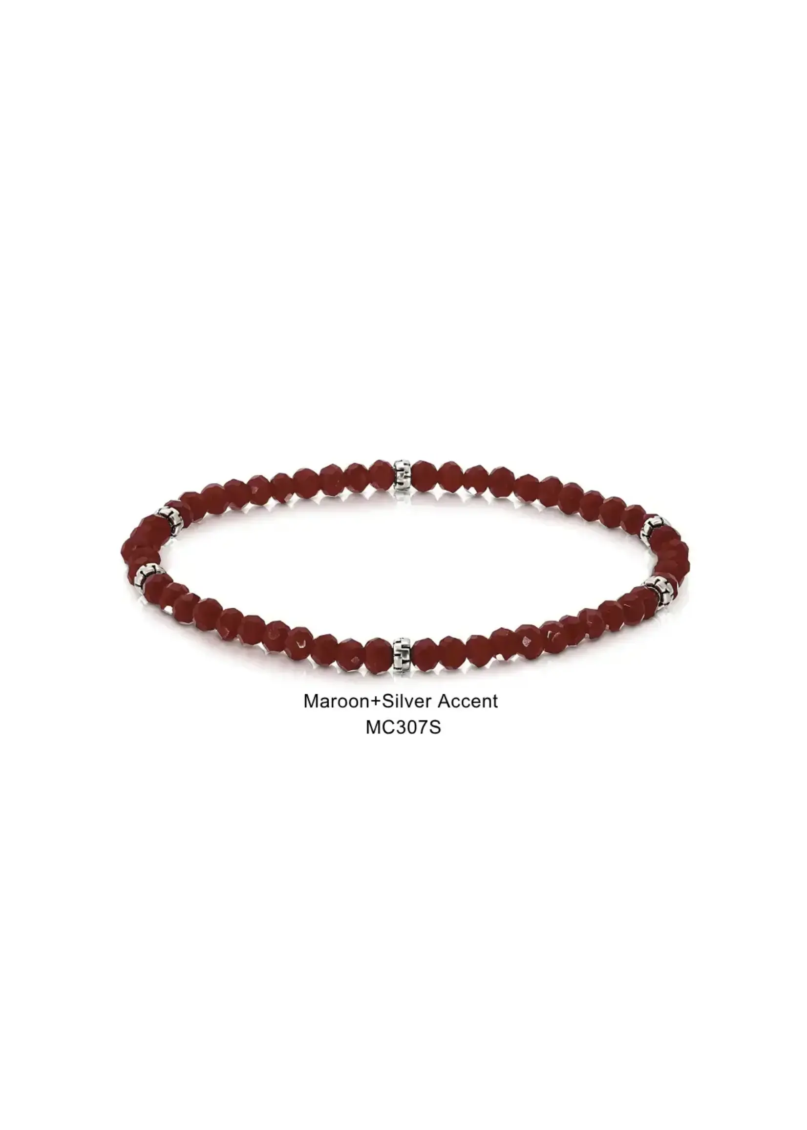Mini Crystal Bracelet Maroon with Silver Accents