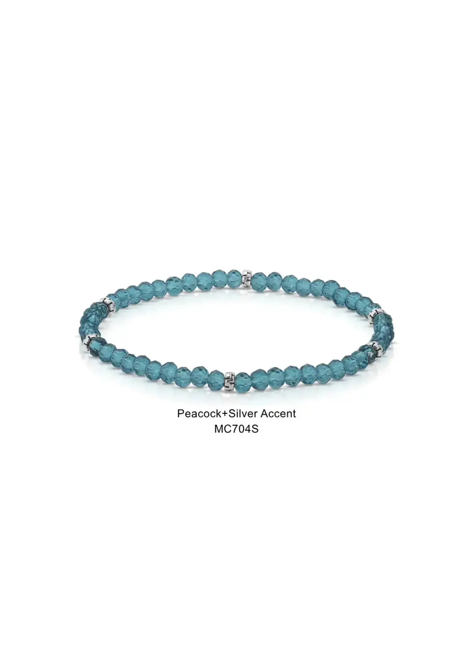 Mini Crystal Bracelet Peacock with Silver Accents