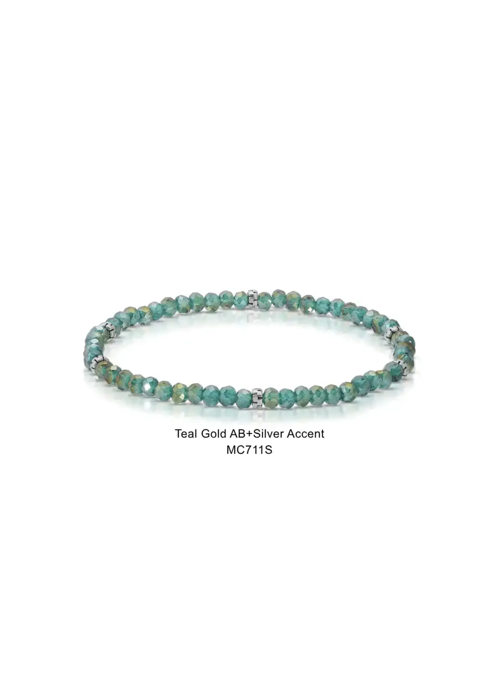 Mini Crystal Bracelet Teal Gold with Silver Accents