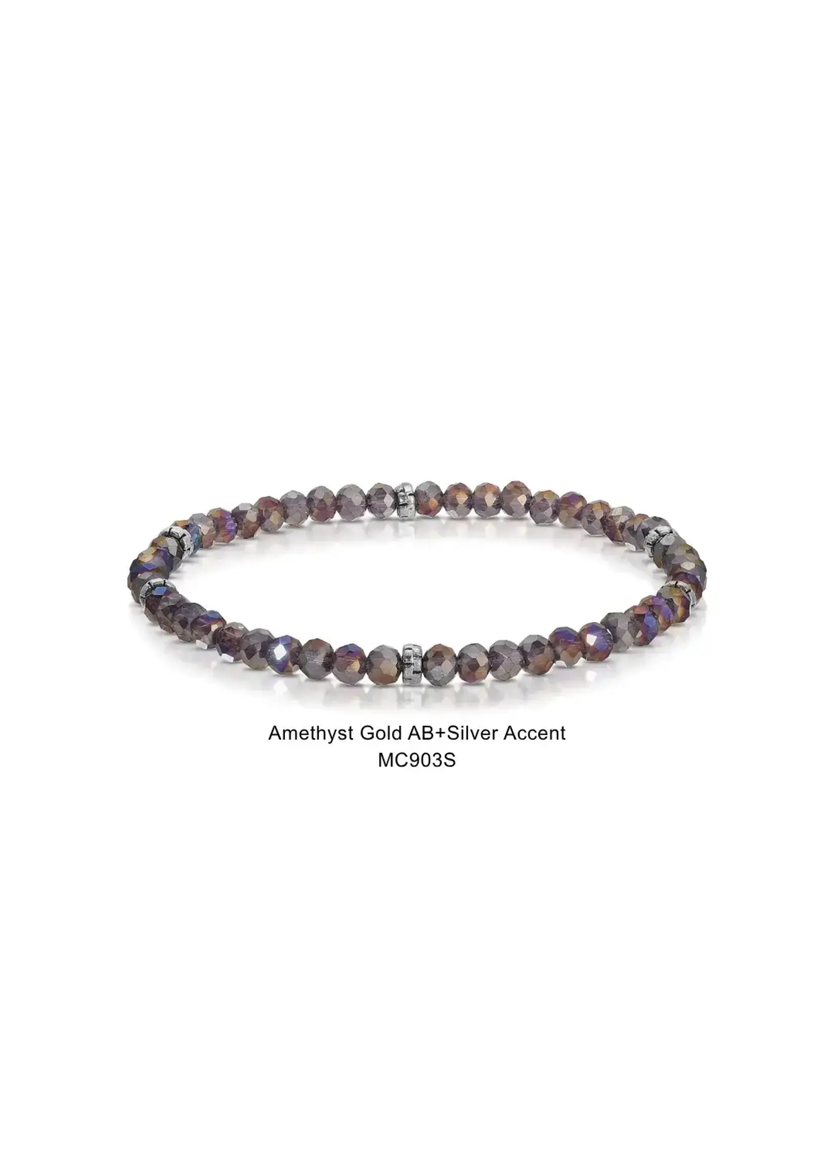 Mini Crystal Bracelet Amethyst Gold AB with Silver Accents