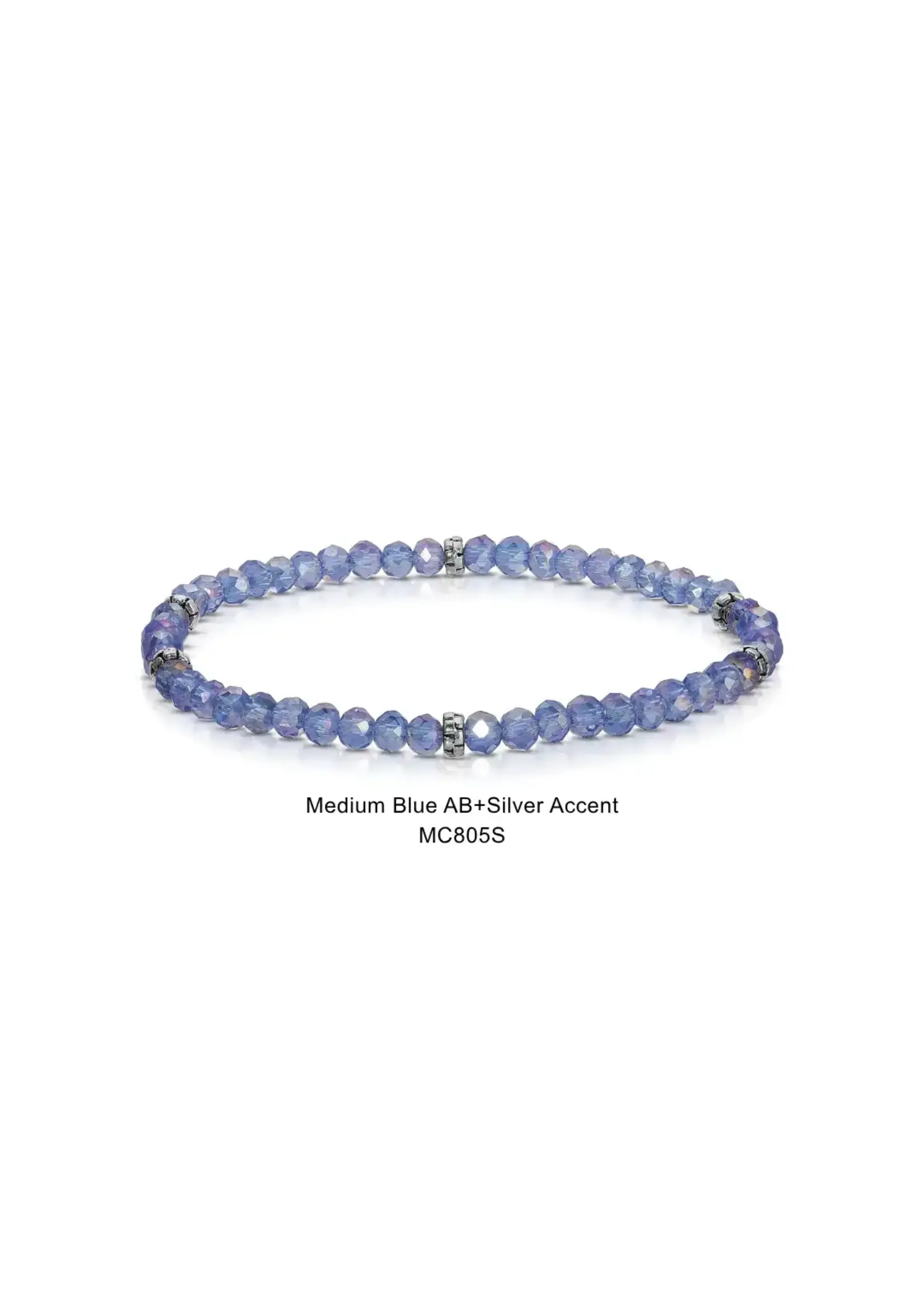 Mini Crystal Bracelet Medium Blue AB with Silver Accents