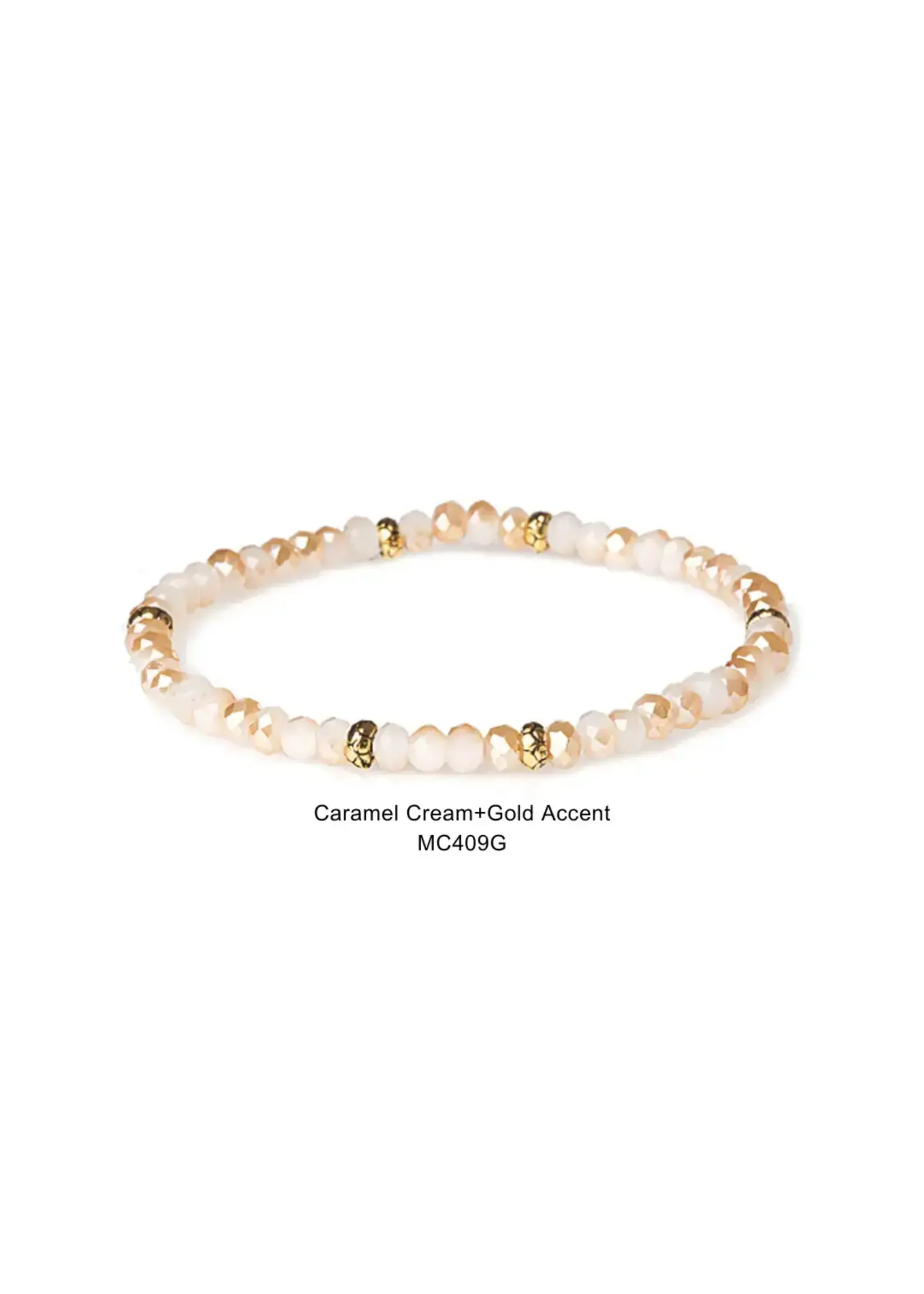 Mini Crystal Bracelet Caramel Cream with Gold Accents