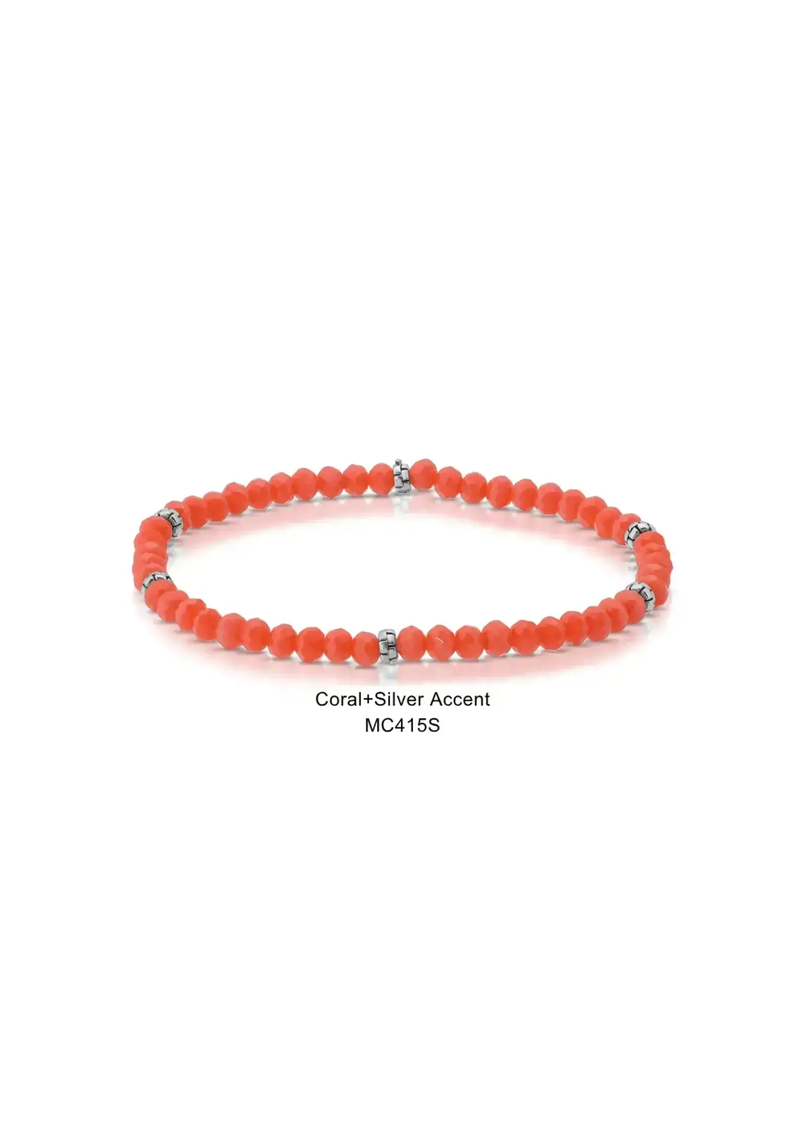 Mini Crystal Bracelet Coral with Silver Accents