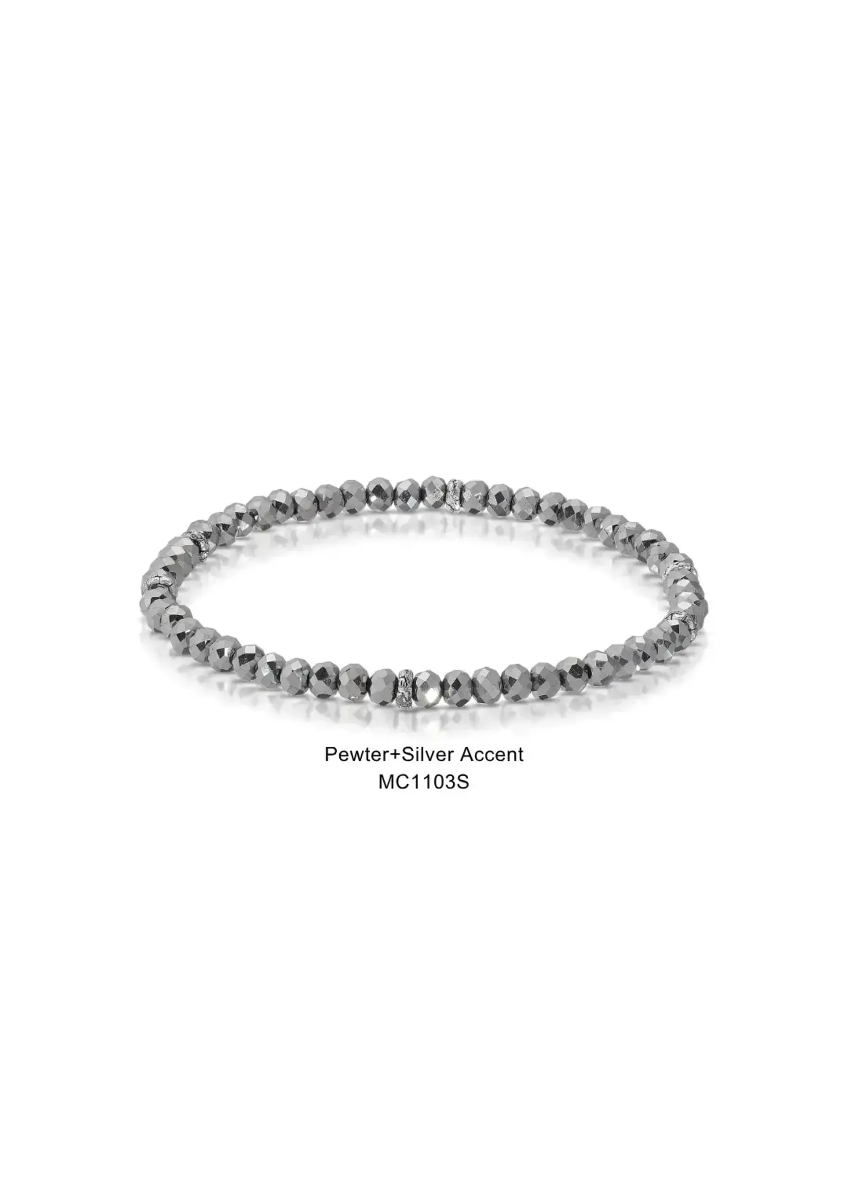 Mini Crystal Bracelet Pewter with Silver Accents