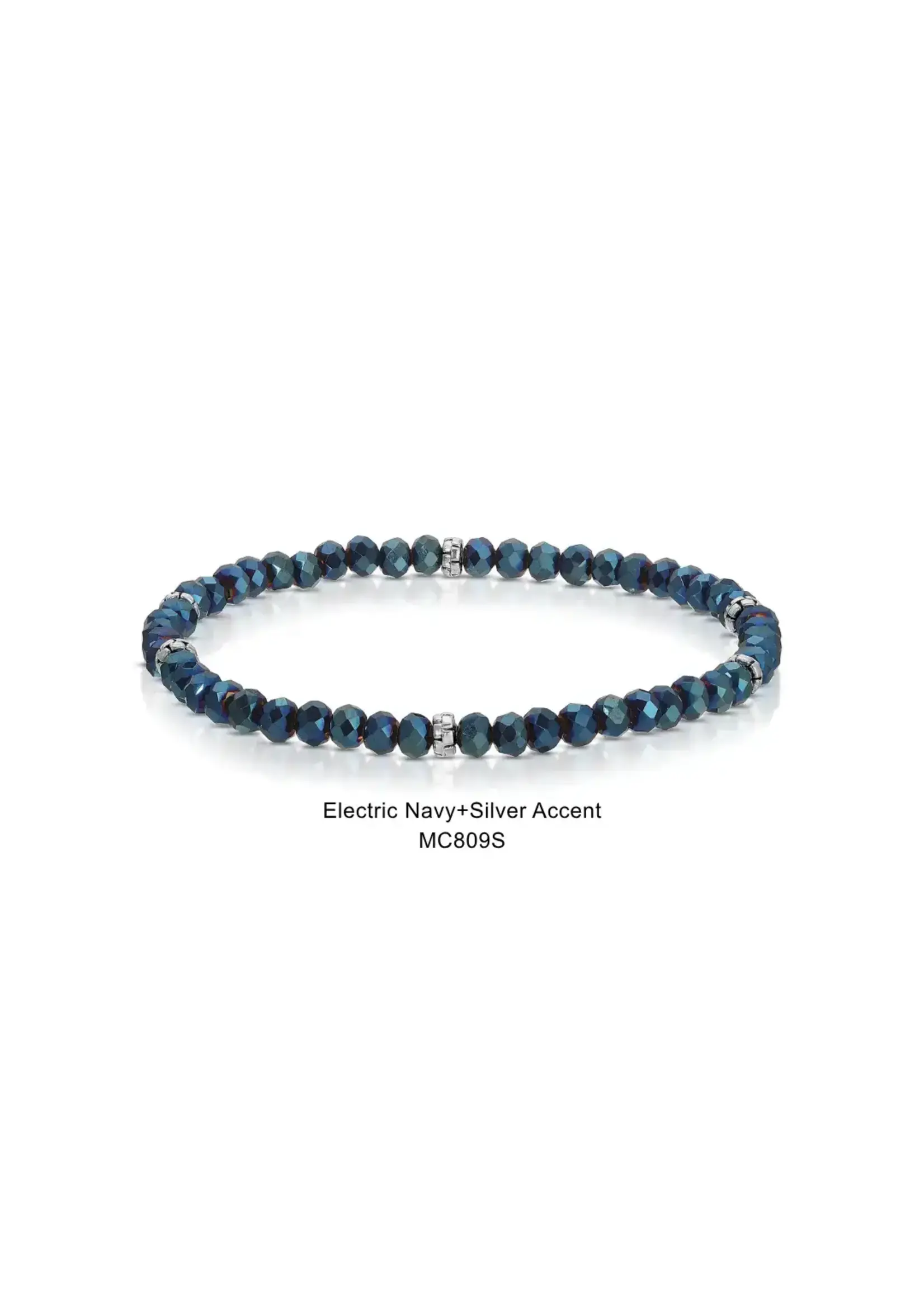 Mini Crystal Bracelet Electric Navy with Silver Accents