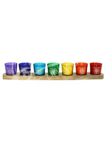 Candle Votive Chakra Set of 7 on Wood Base