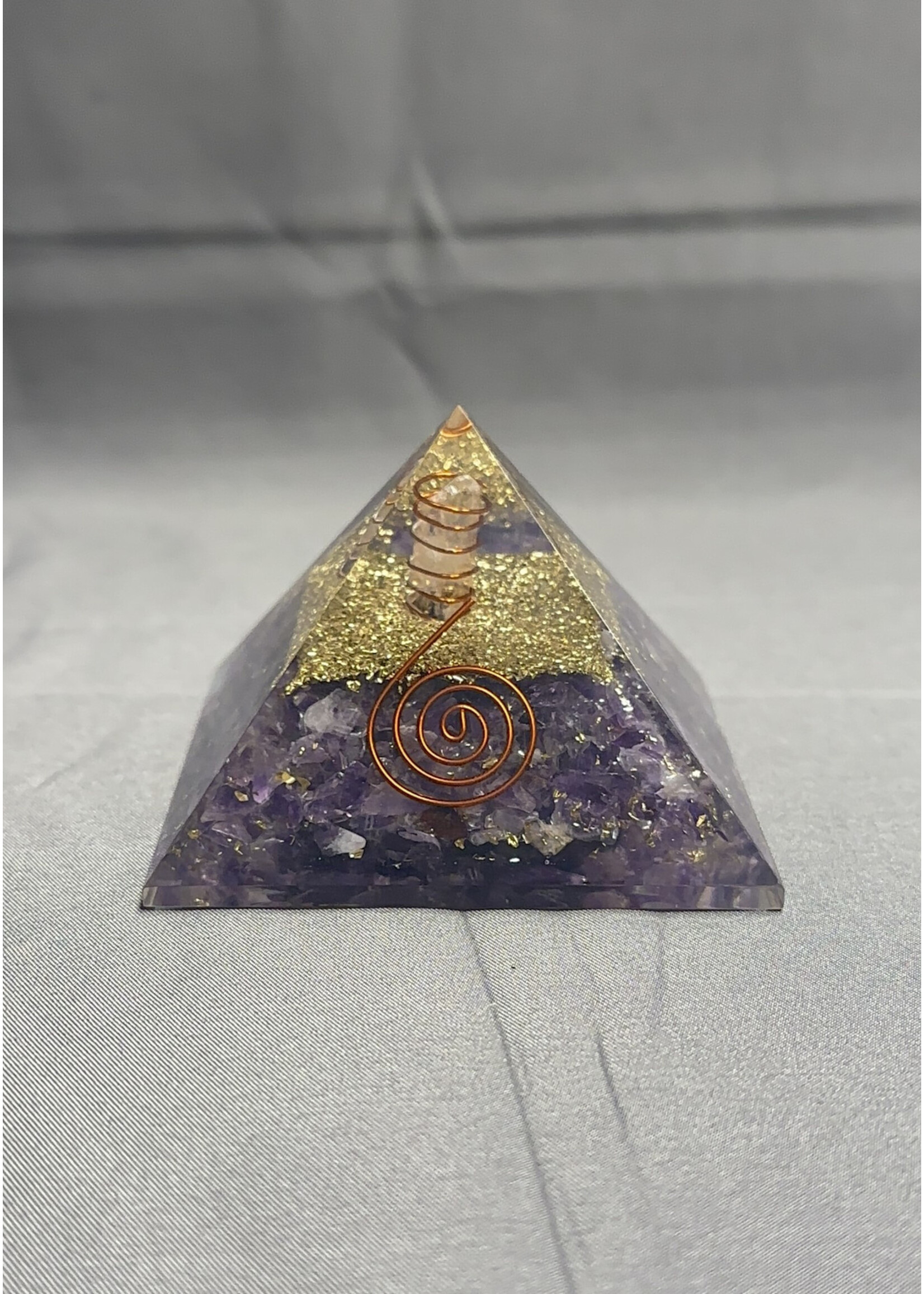Orgone Crystal Pyramid - Amethyst w/ Crystal Q. Point