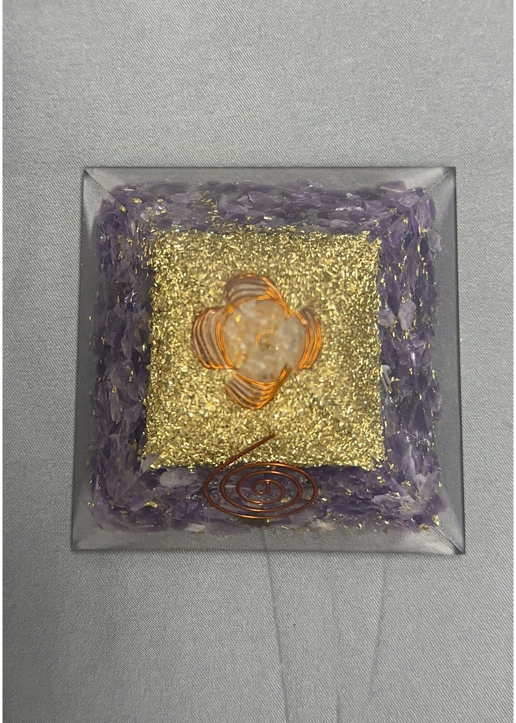 Orgone Crystal Pyramid - Amethyst w/ Crystal Q. Point