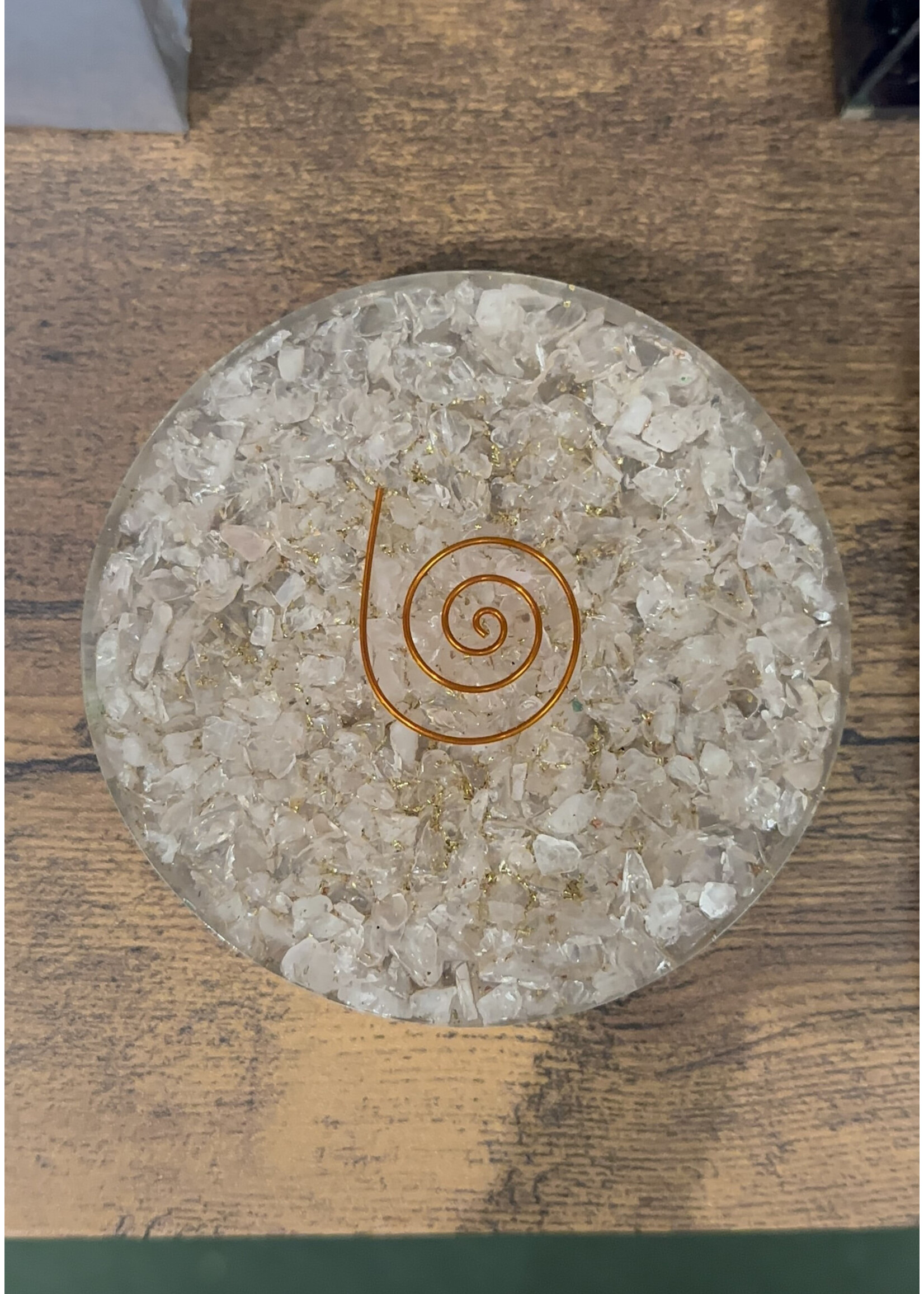 Orgonite Coaster with Rose Quartz chips
