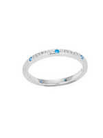 Blue Topaz CZ Silver Stack Ring