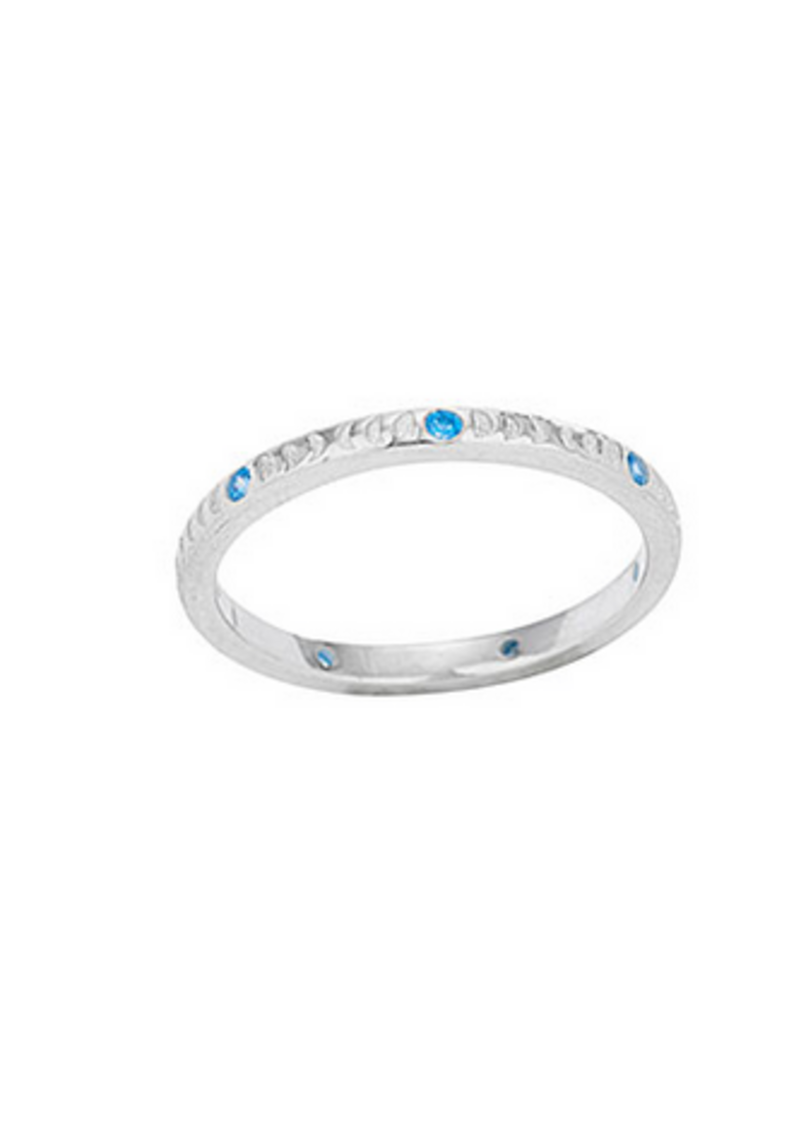 Blue Topaz CZ Silver Stack Ring