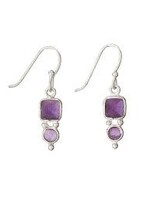 Earring Square/Round Amethyst