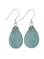 Earrings Amazonite Tear Facet Drop w SS Flower top