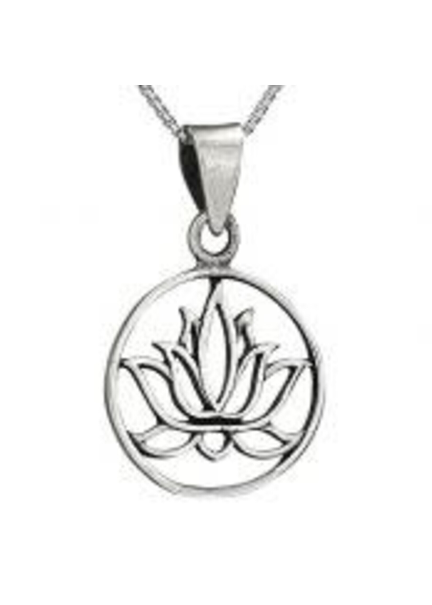 Necklace Lotus Outline in Circle SS