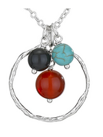 Necklace Onyx/Carnelian/Turquoise Dangle