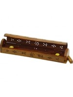 Wooden Incense Storage Box Carved 2.5"x 12"