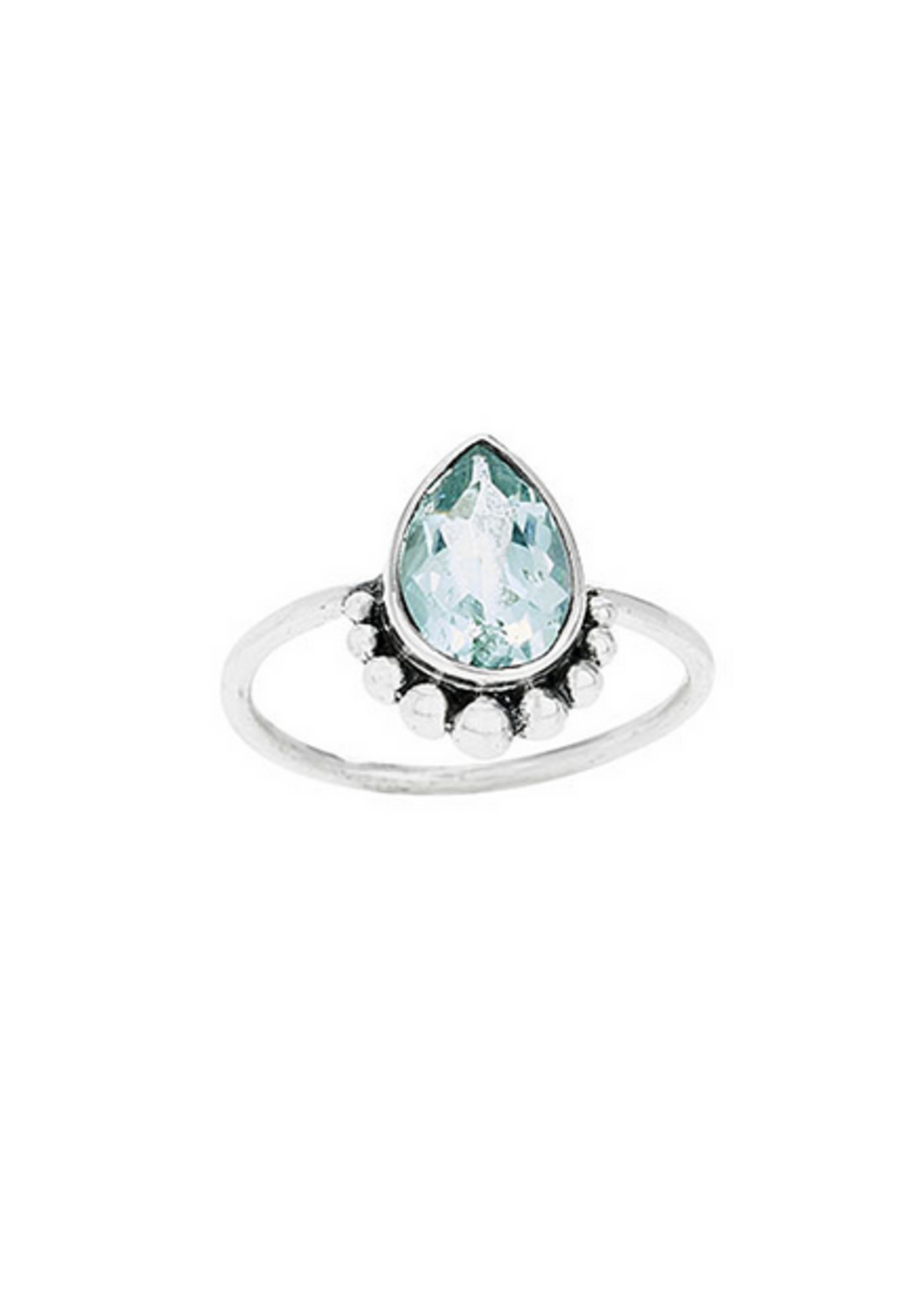 Sterling Silver Aquamarine Tear Drop Ring
