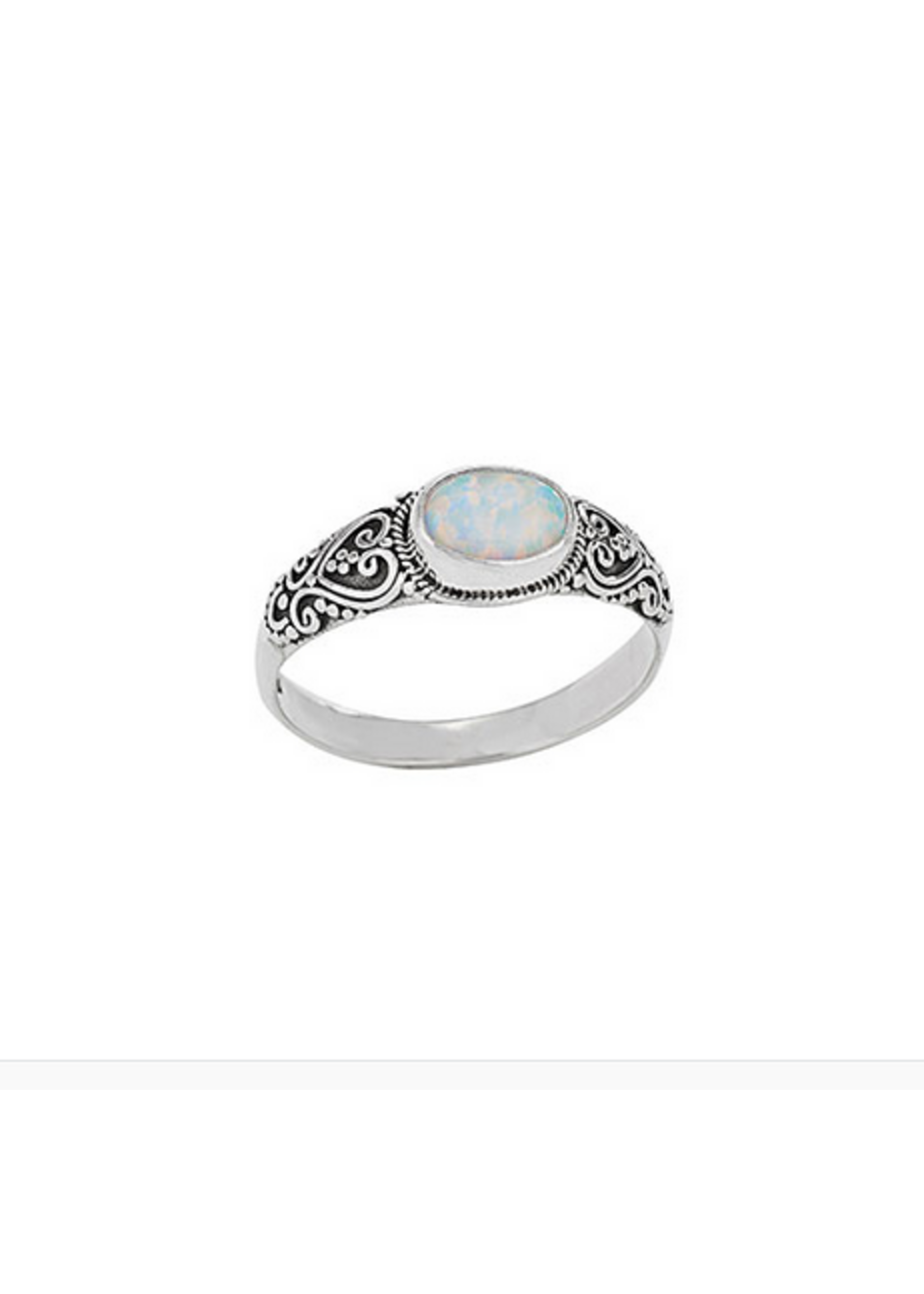 Sterling Silver Opal Filigree Ring