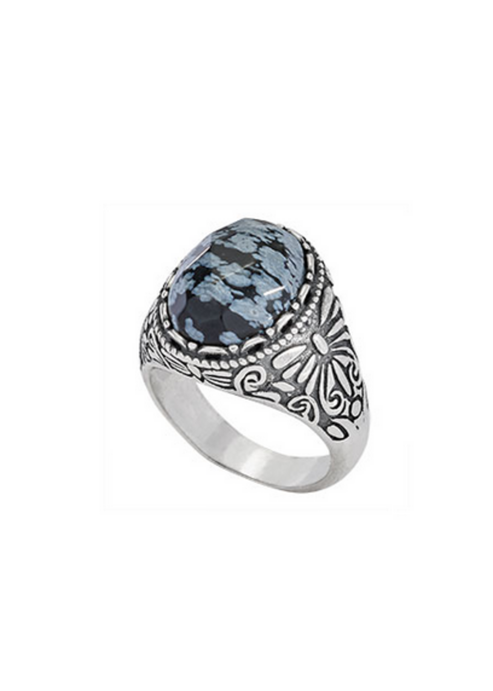 Sterling Silver Snowflake Obsidian Ring