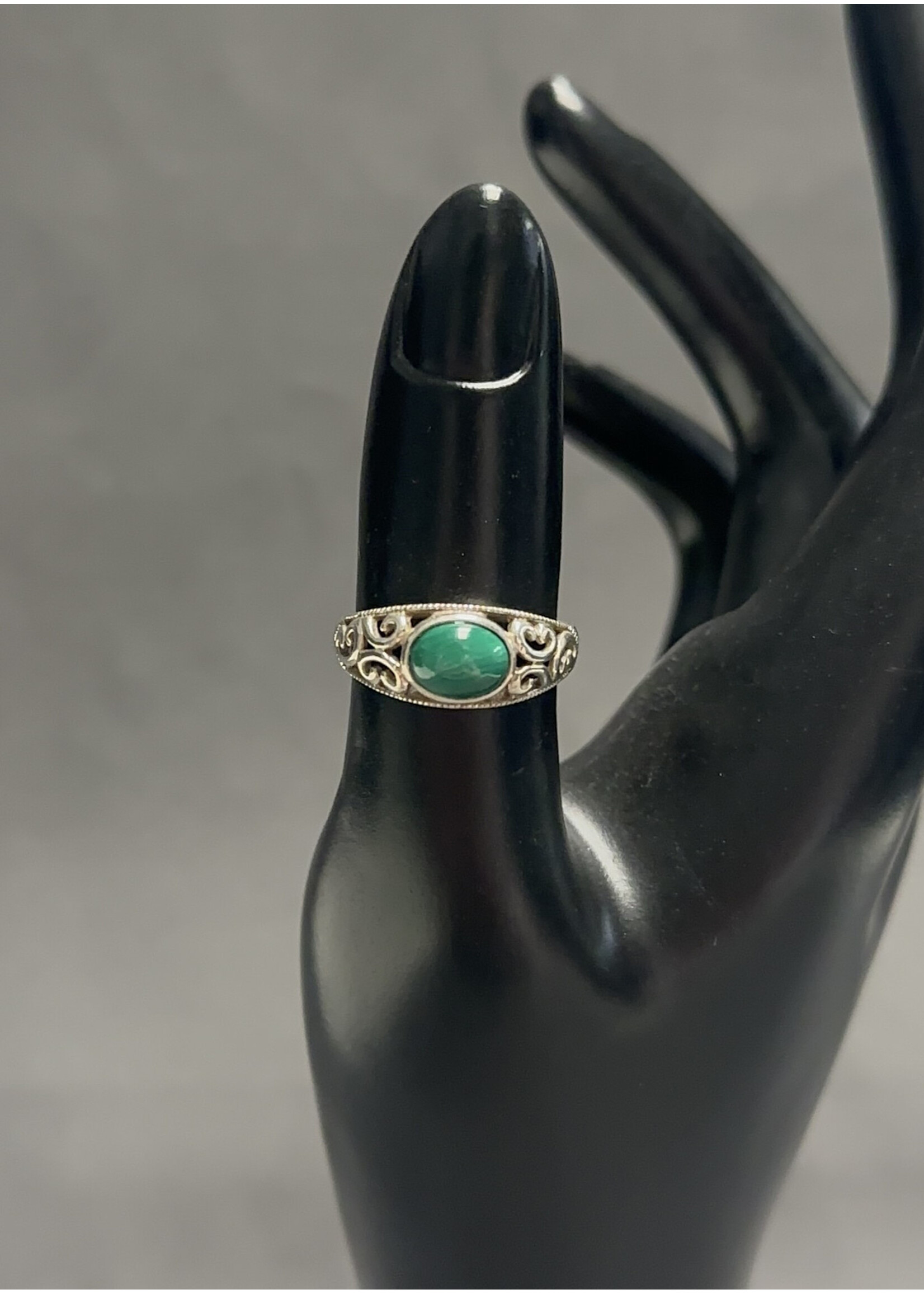 Sterling Silver Swirling Malachite Ring