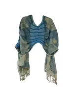 J&X Ruff Shawl Blue & Green