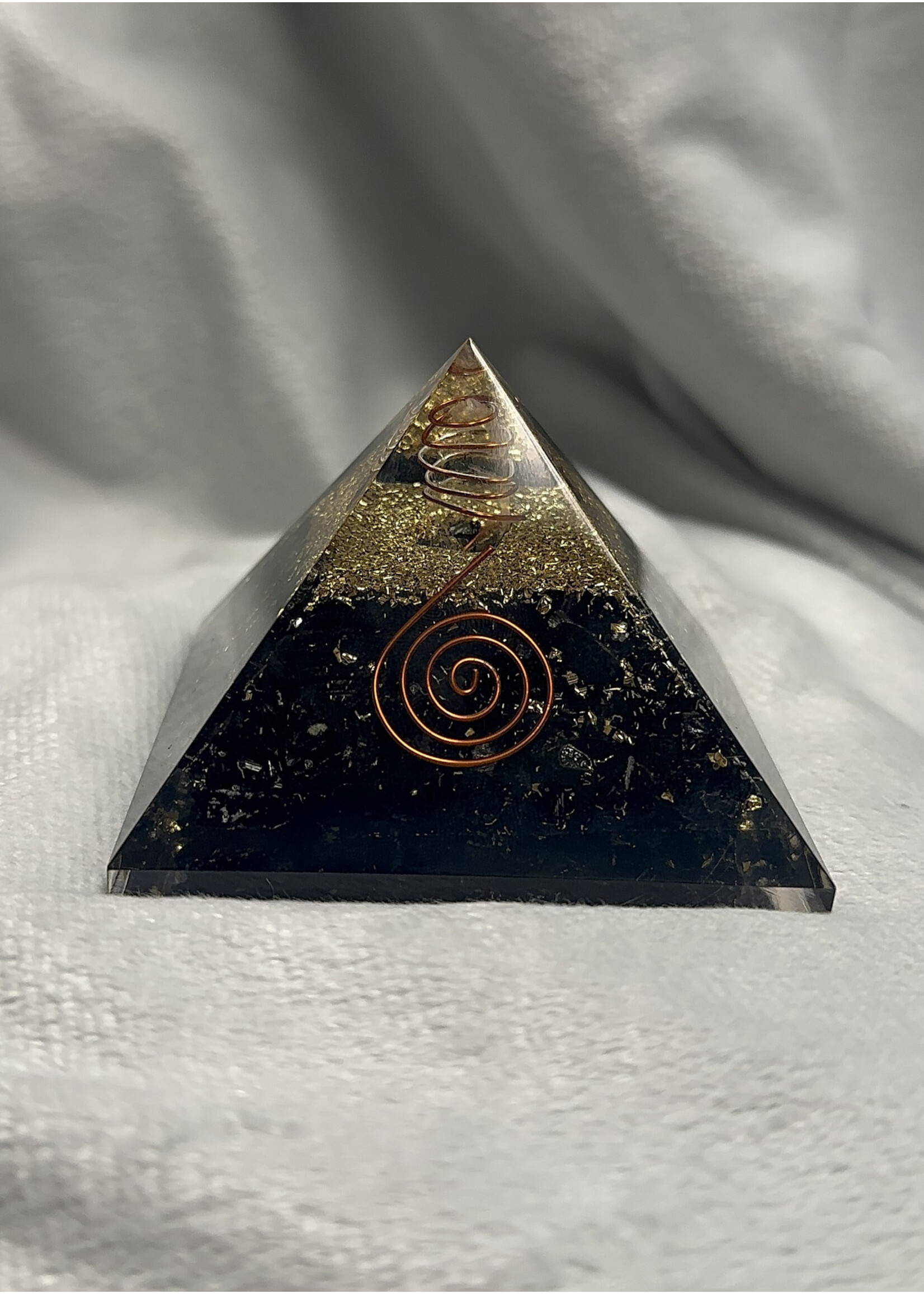 Orgonite Black Tourmaline Pyramid w/ Crystal Quartz Point